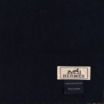Hermes Cashmere Recto Verso Muffler Camel Marine 3 of 3