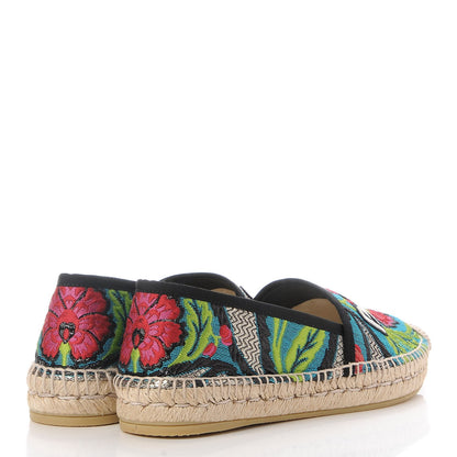 Gucci Tapestry Brocade Blind For Love Espadrilles 38 Acquamarine Green Black 4 of 9