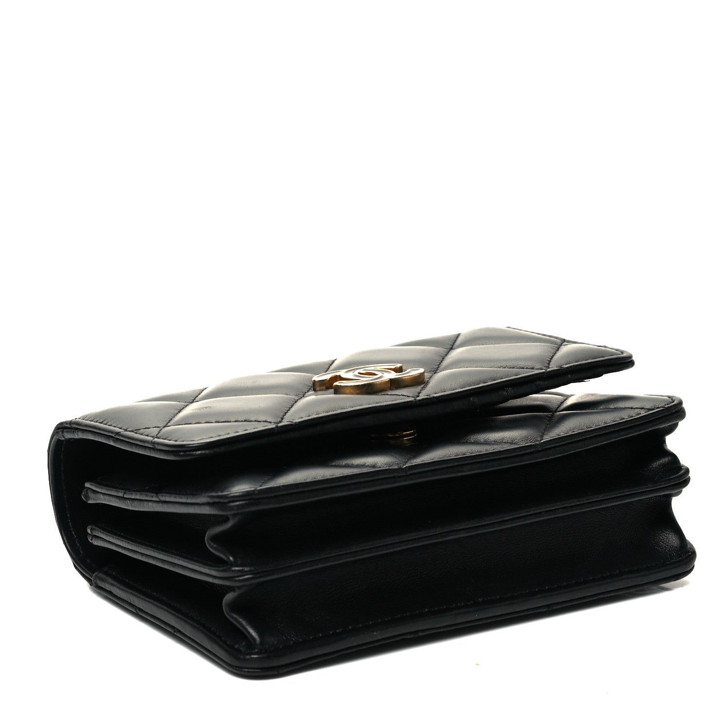 Chanel Lambskin Enamel Quilted Pending CC Clutch With Chain Black 4 of 10
