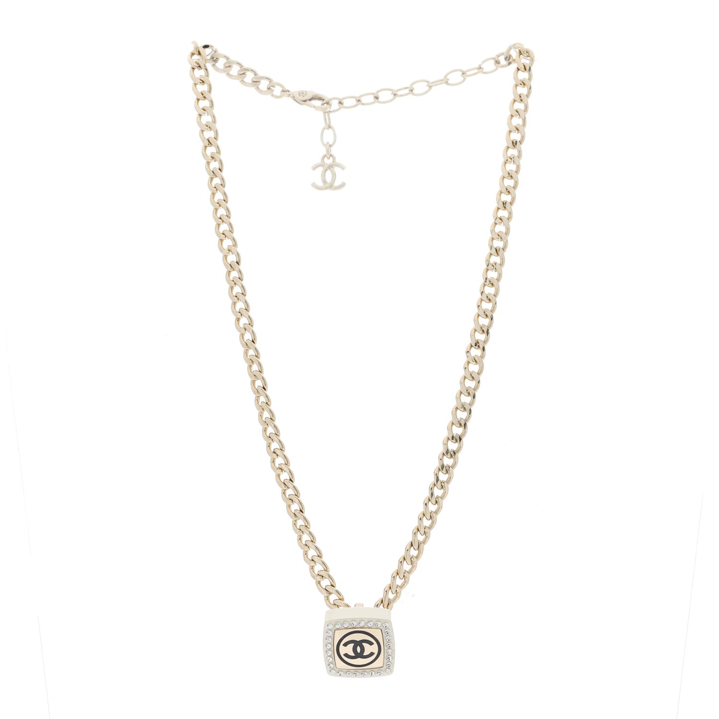 CC Crystal Resin Square Pendant Necklace Gold
