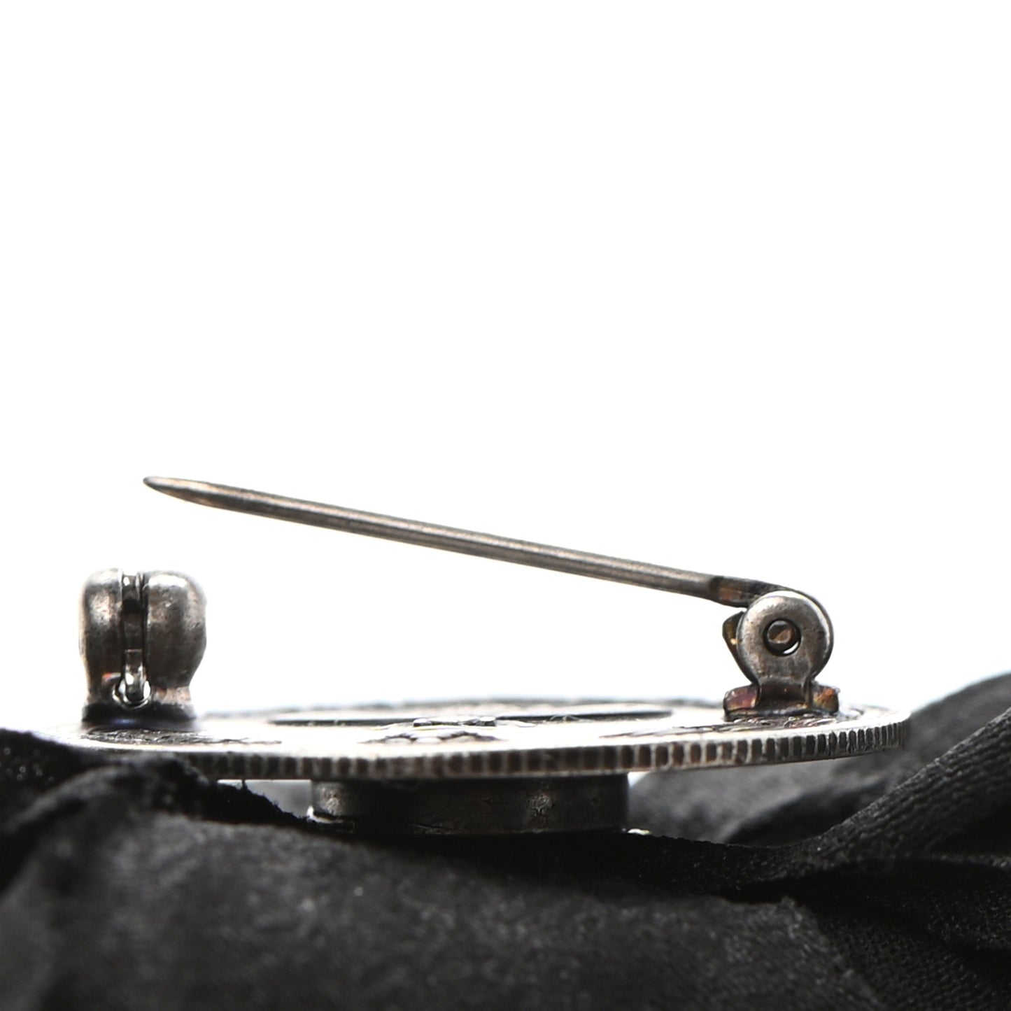 Silk Flower Brooch Black