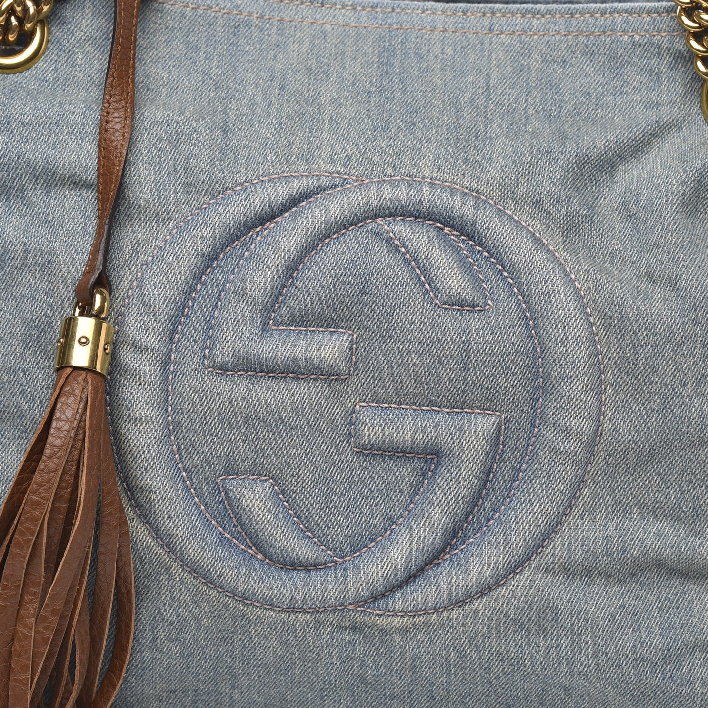 Denim Medium Soho Chain Shoulder Bag Blue