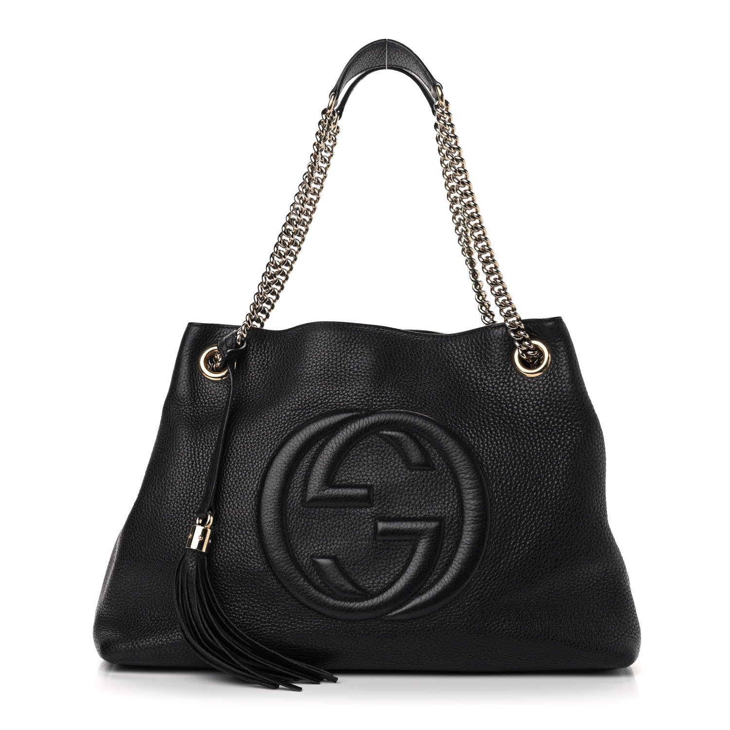 Gucci Pebbled Calfskin Medium Soho Chain Shoulder Bag Black 1 of 9