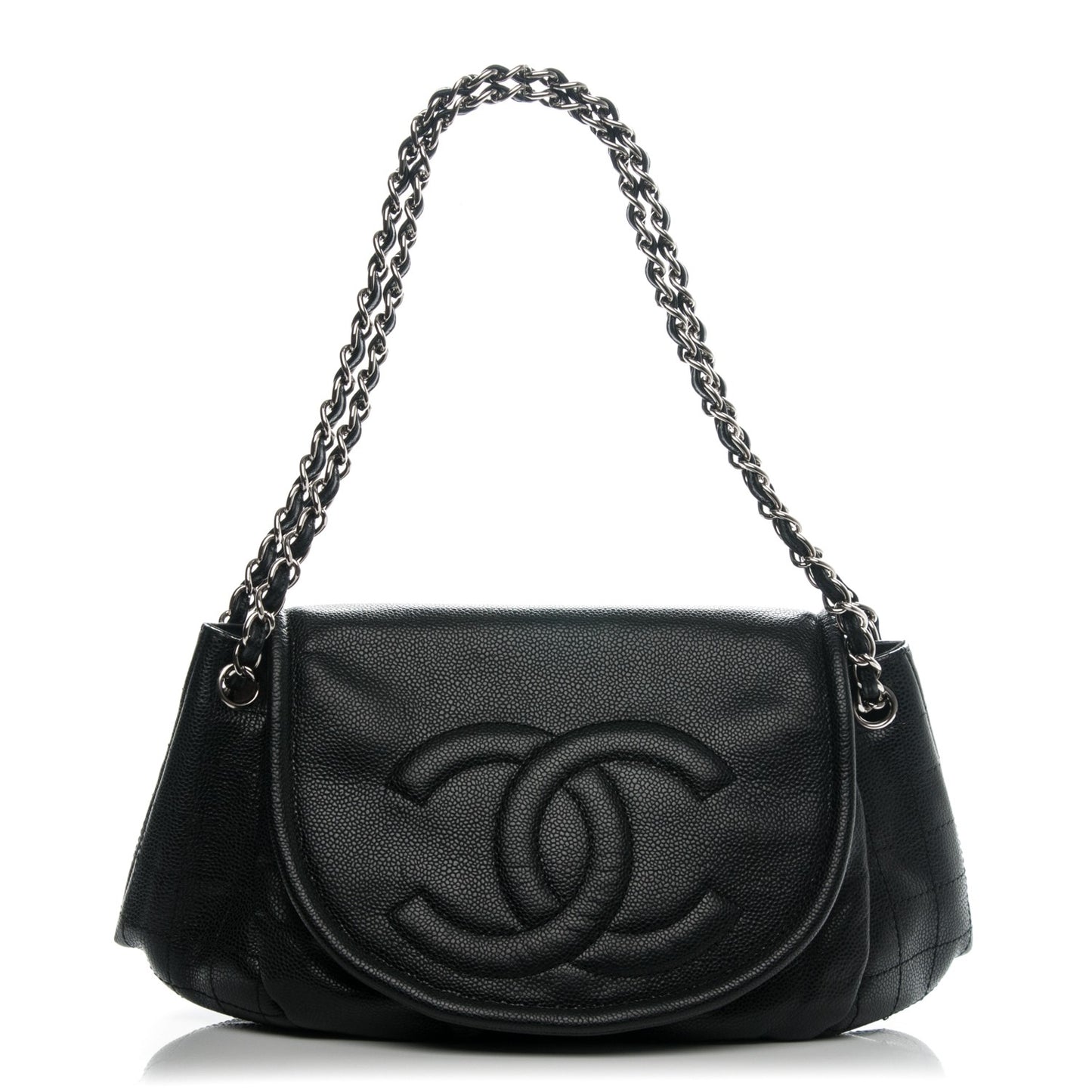 Caviar Half Moon Large Flap Black