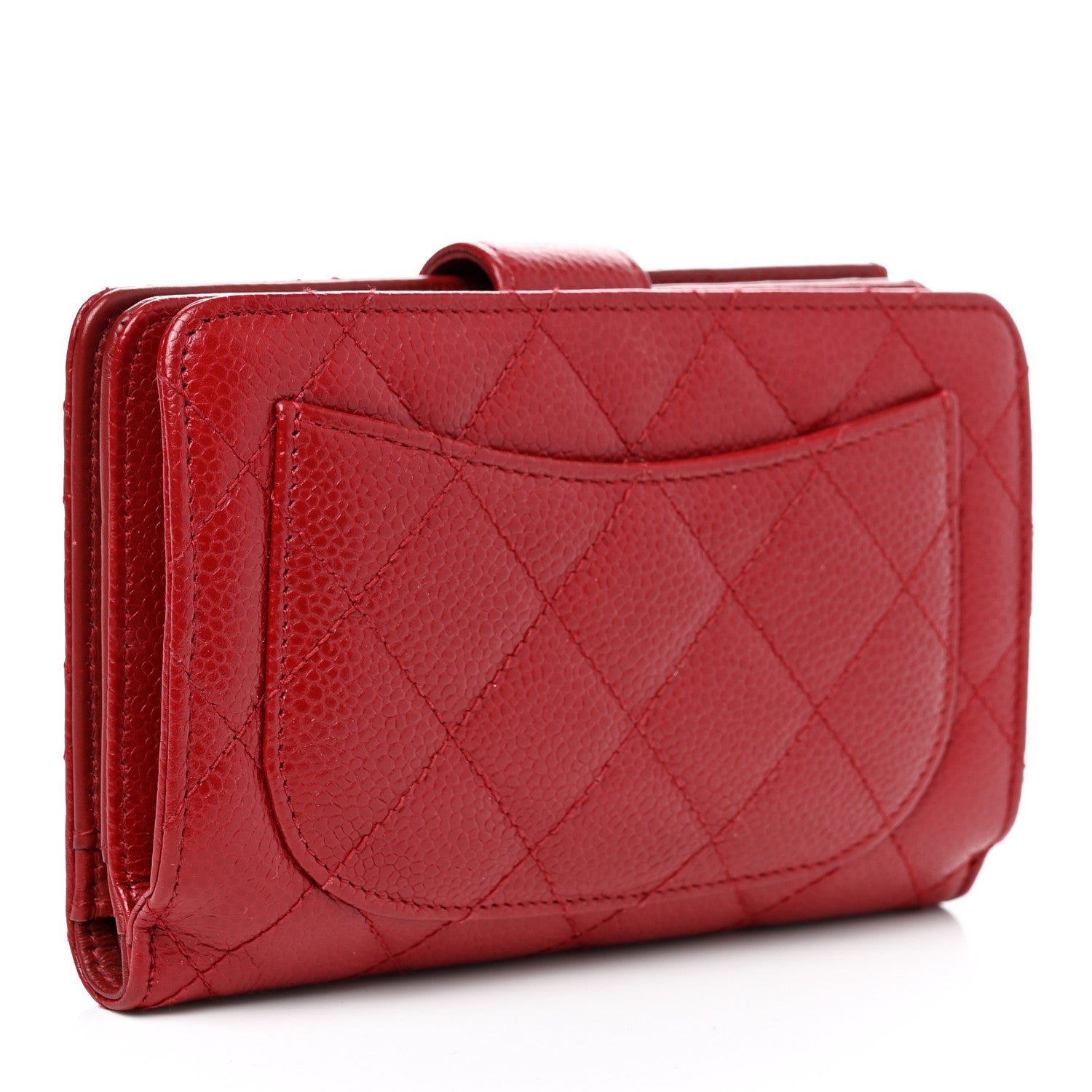 Chanel Caviar Quilted Zipped Pocket Wallet Red 3 of 11