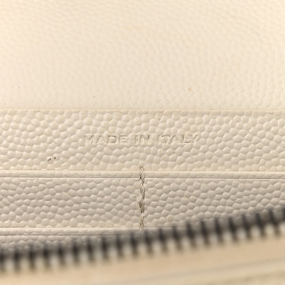 Saint Laurent Grain De Poudre Matelasse Monogram Chain Wallet White Black 8 of 17
