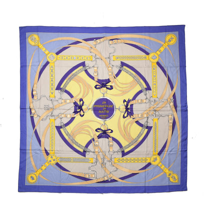 Hermes Cashmere Silk La Promenade Du Matin Shawl 140 Lavande Ciel Jaune 1 of 6