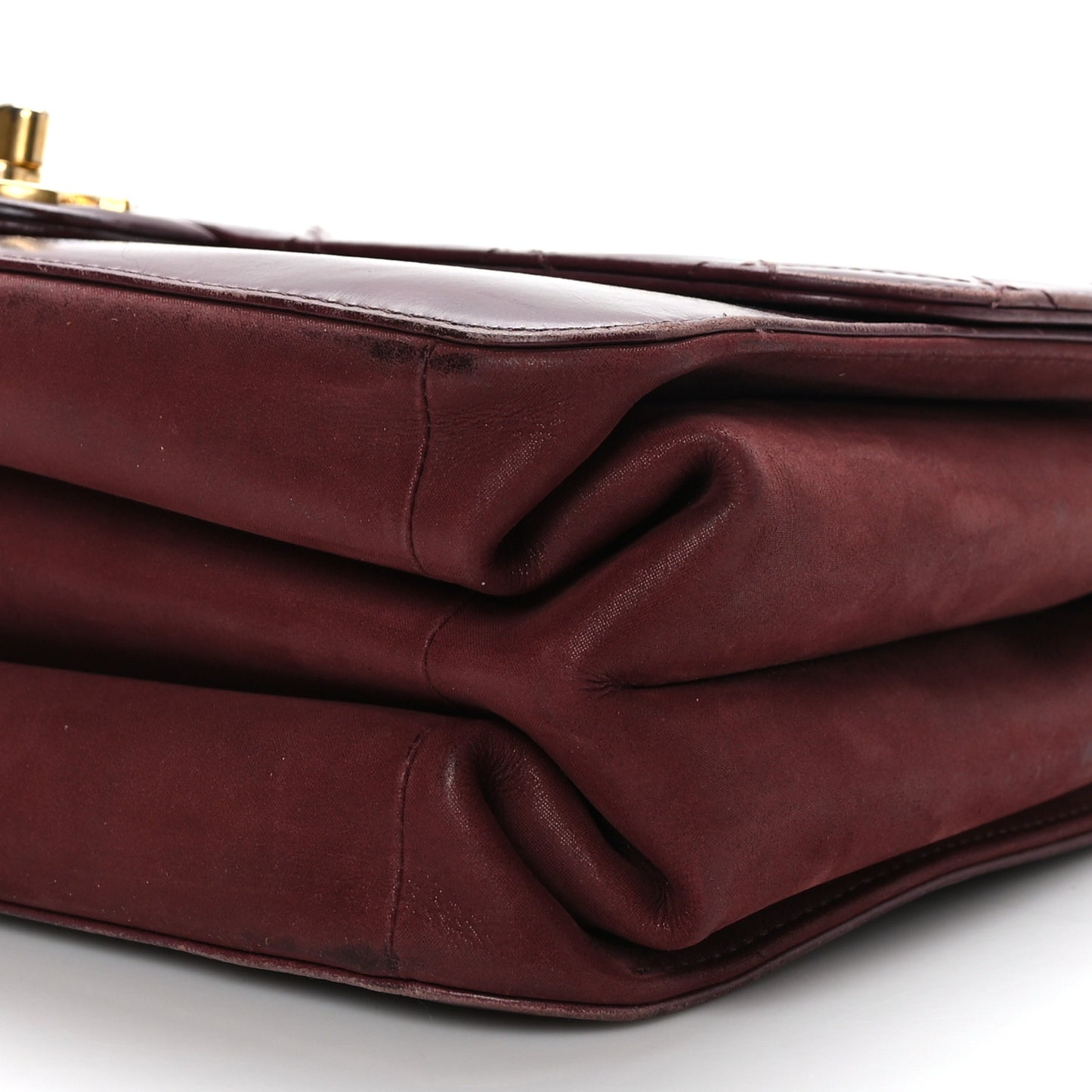Iridescent Calfskin Quilted Straight Lined Flap Red
