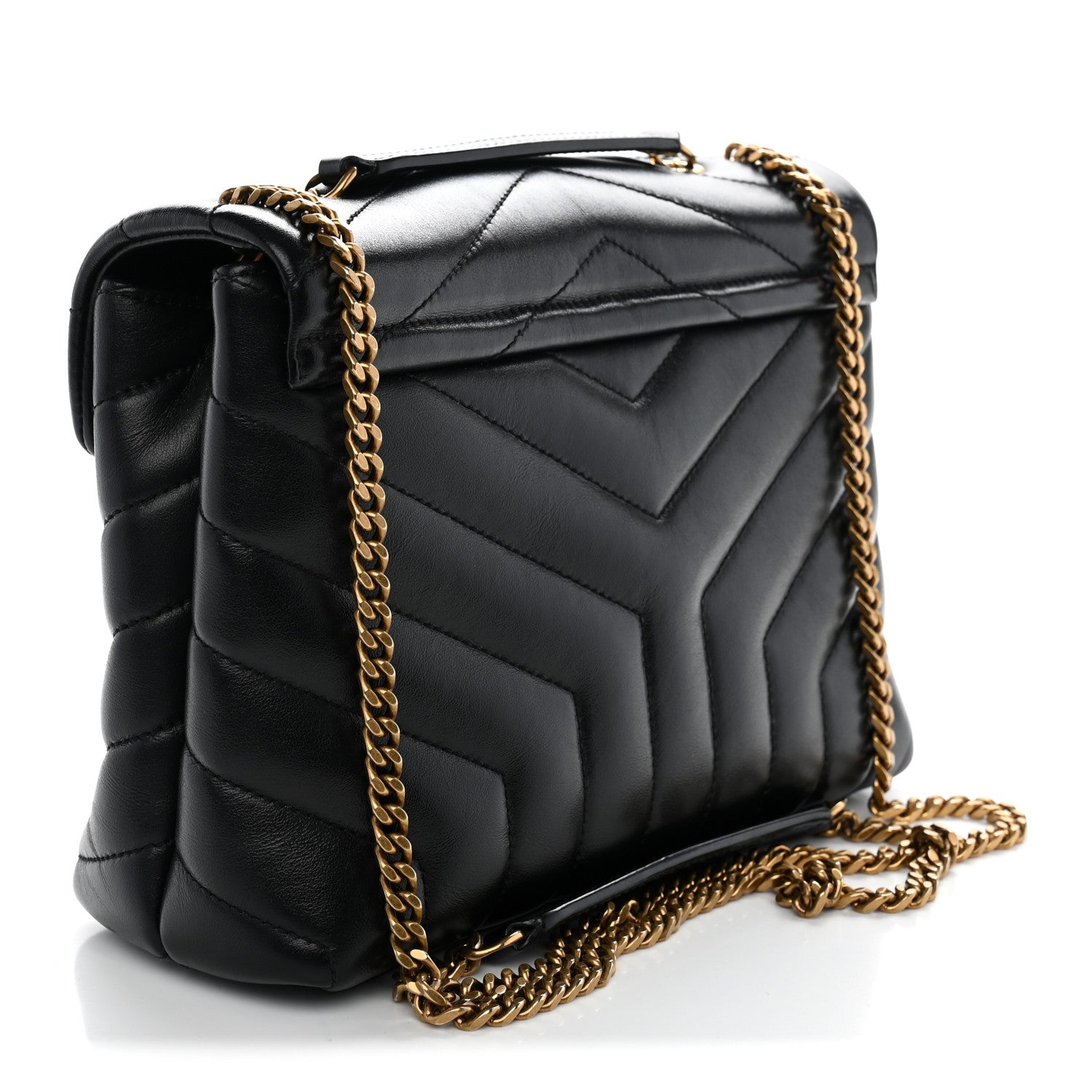 Saint Laurent Calfskin Y Quilted Monogram Small Loulou Chain Satchel Black 3 of 12
