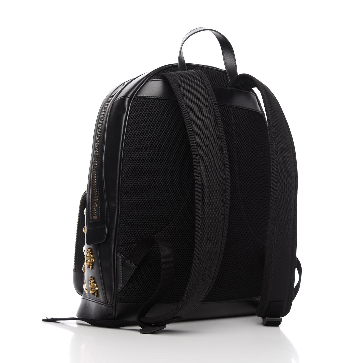 Calfskin Animal Studs Medium Day Backpack Black