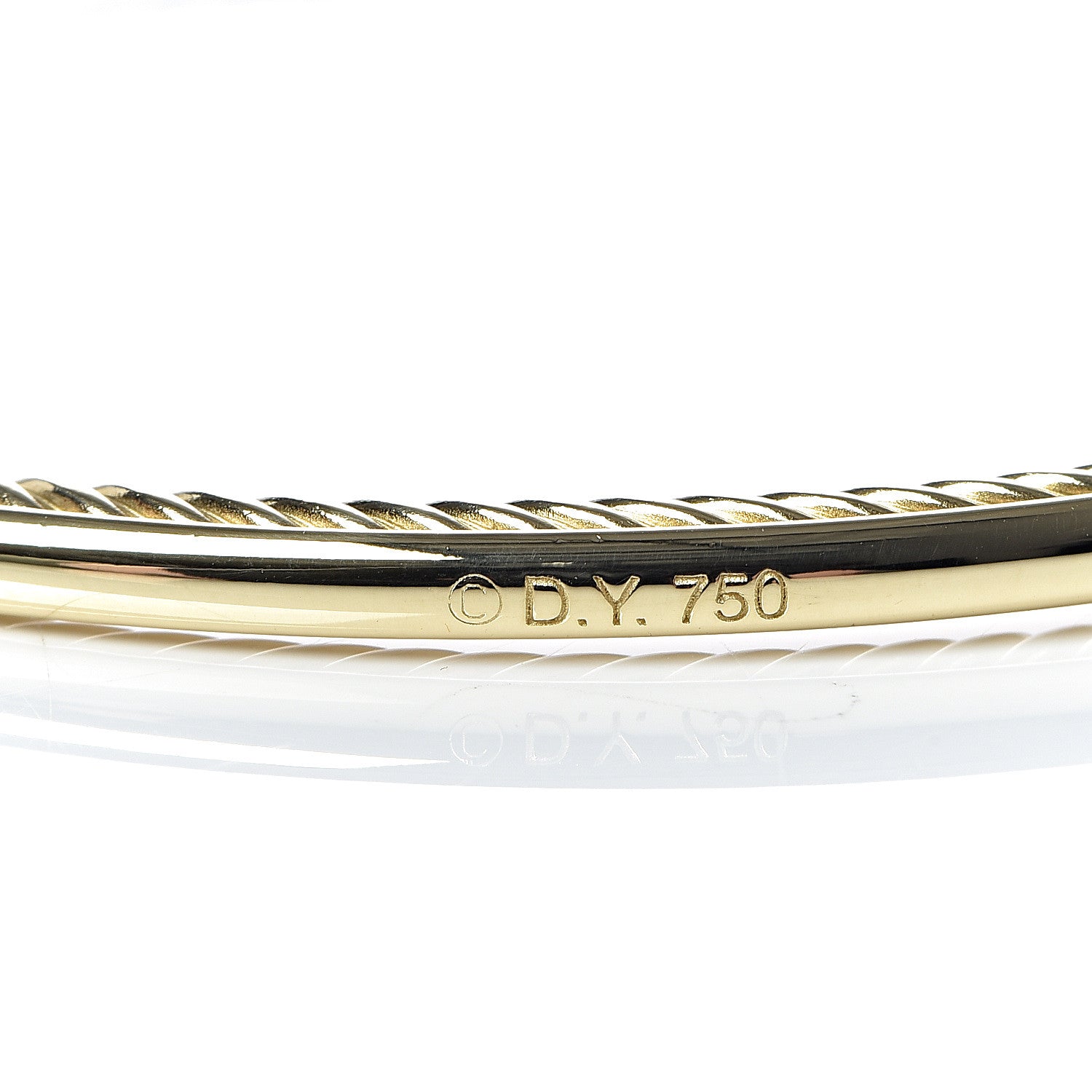 David Yurman 18K Yellow Gold 3mm Inside Cable Classic Bangle Bracelet 4 of 4