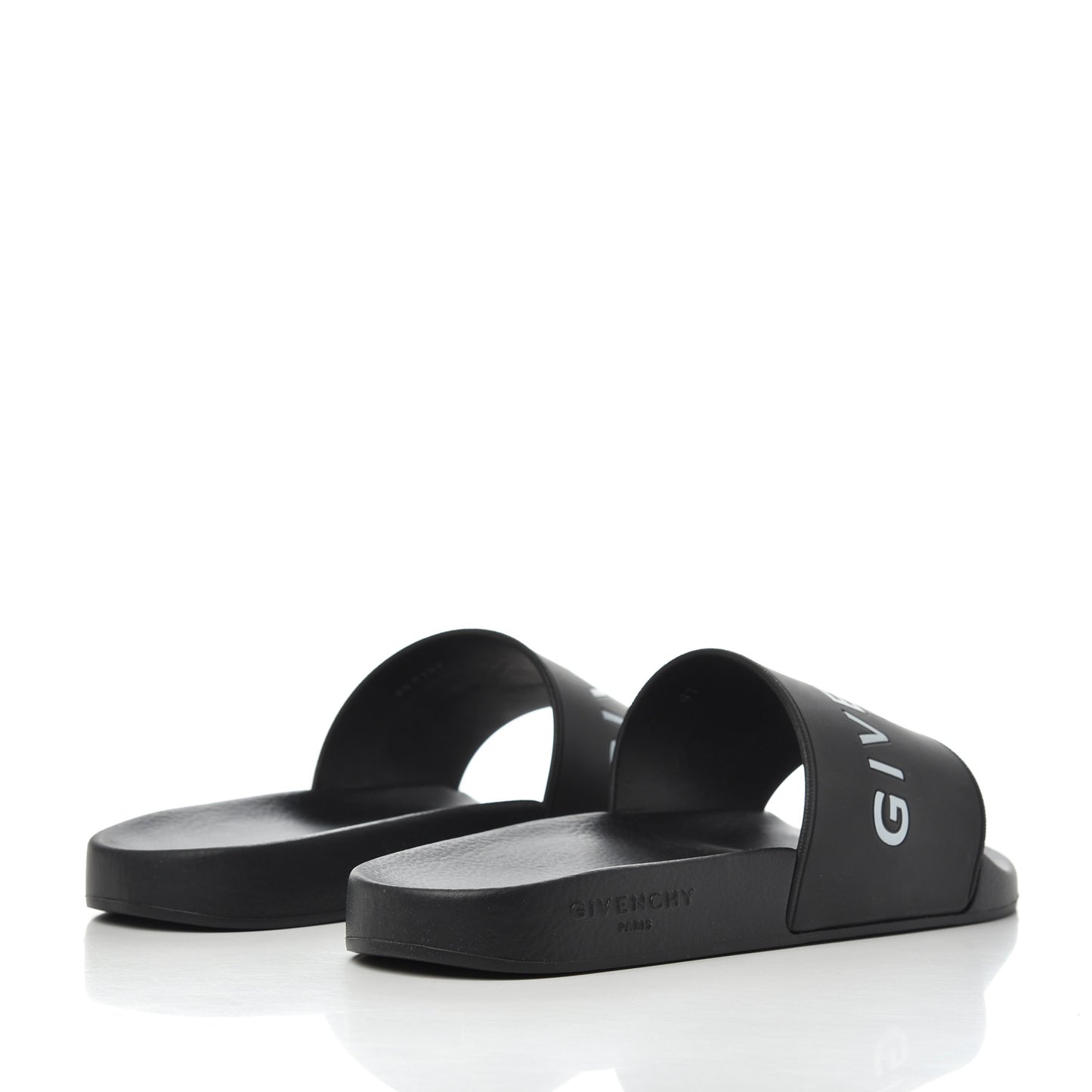 Rubber Logo Mens Pool Slide Sandals 41 Black