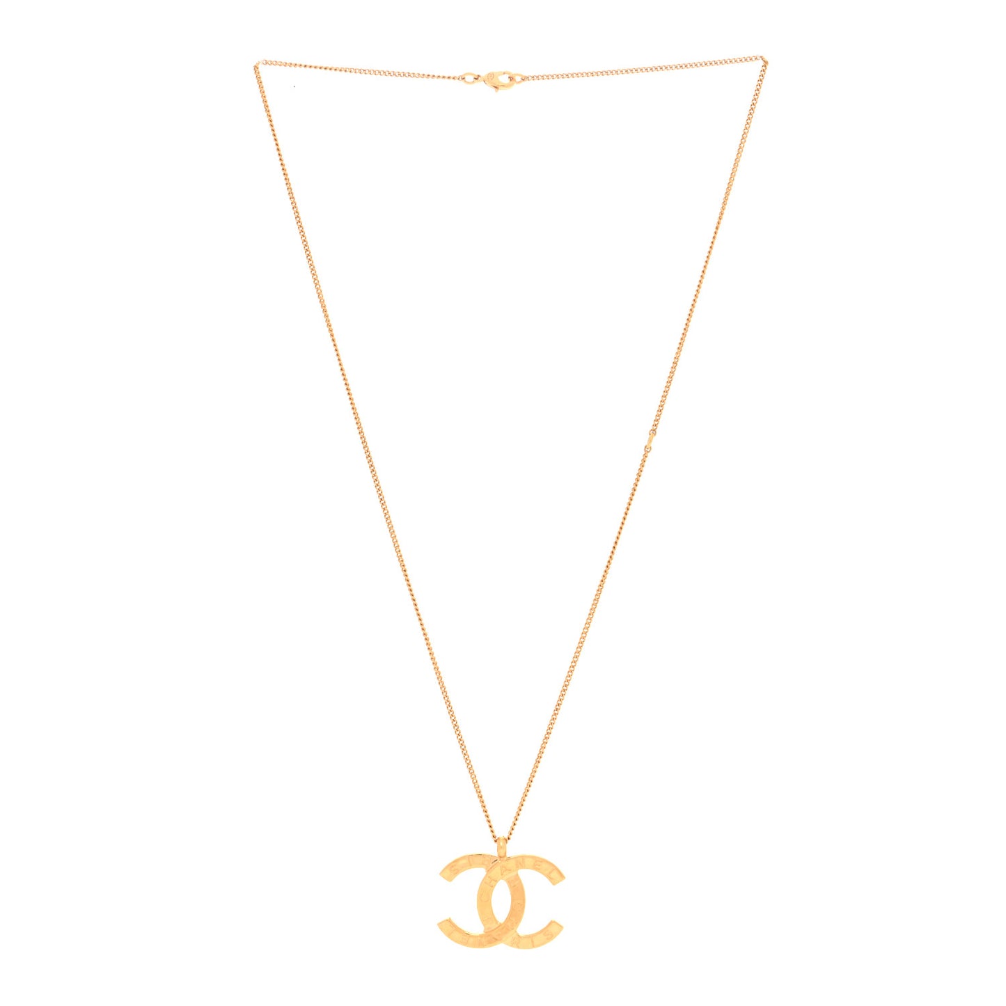 Metal CC Paris Button Necklace Gold