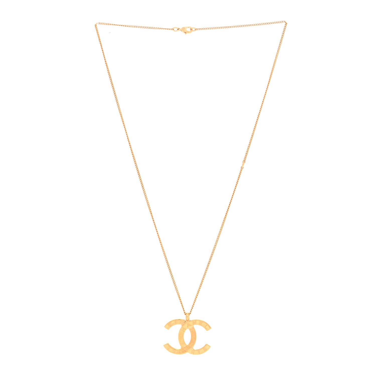 Chanel Metal CC Paris Button Necklace Gold 3 of 5