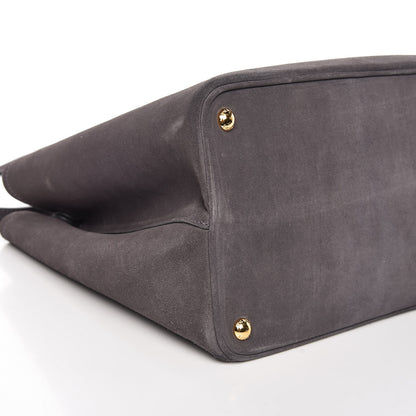 Prada Scamosciato Suede Medium Double Bag Tote Grigio 6 of 9