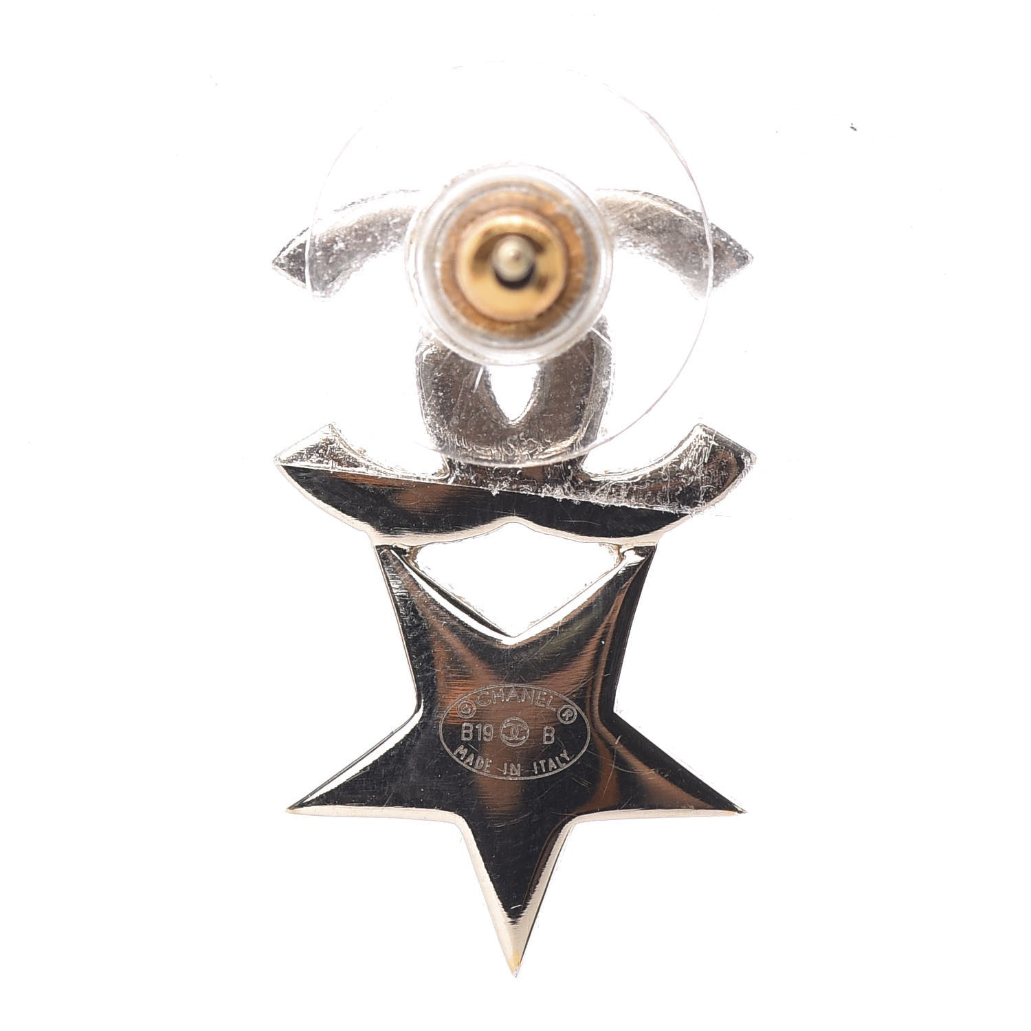 Chanel Crystal Pearl Charming Winter CC Star Heart Earrings Gold 4 of 7