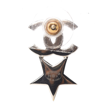Chanel Crystal Pearl Charming Winter CC Star Heart Earrings Gold 4 of 7