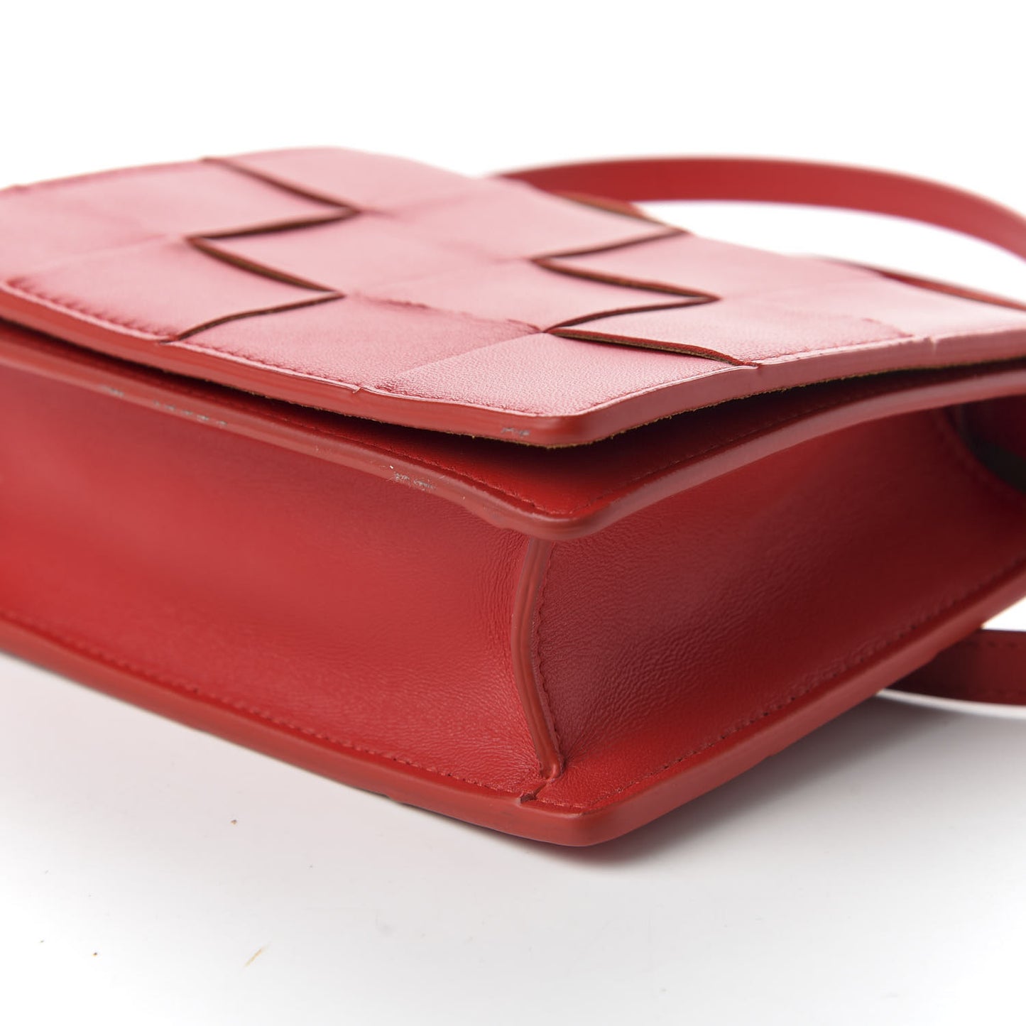Lambskin Maxi Intrecciato Mini Cassette Crossbody Bag Bright Red