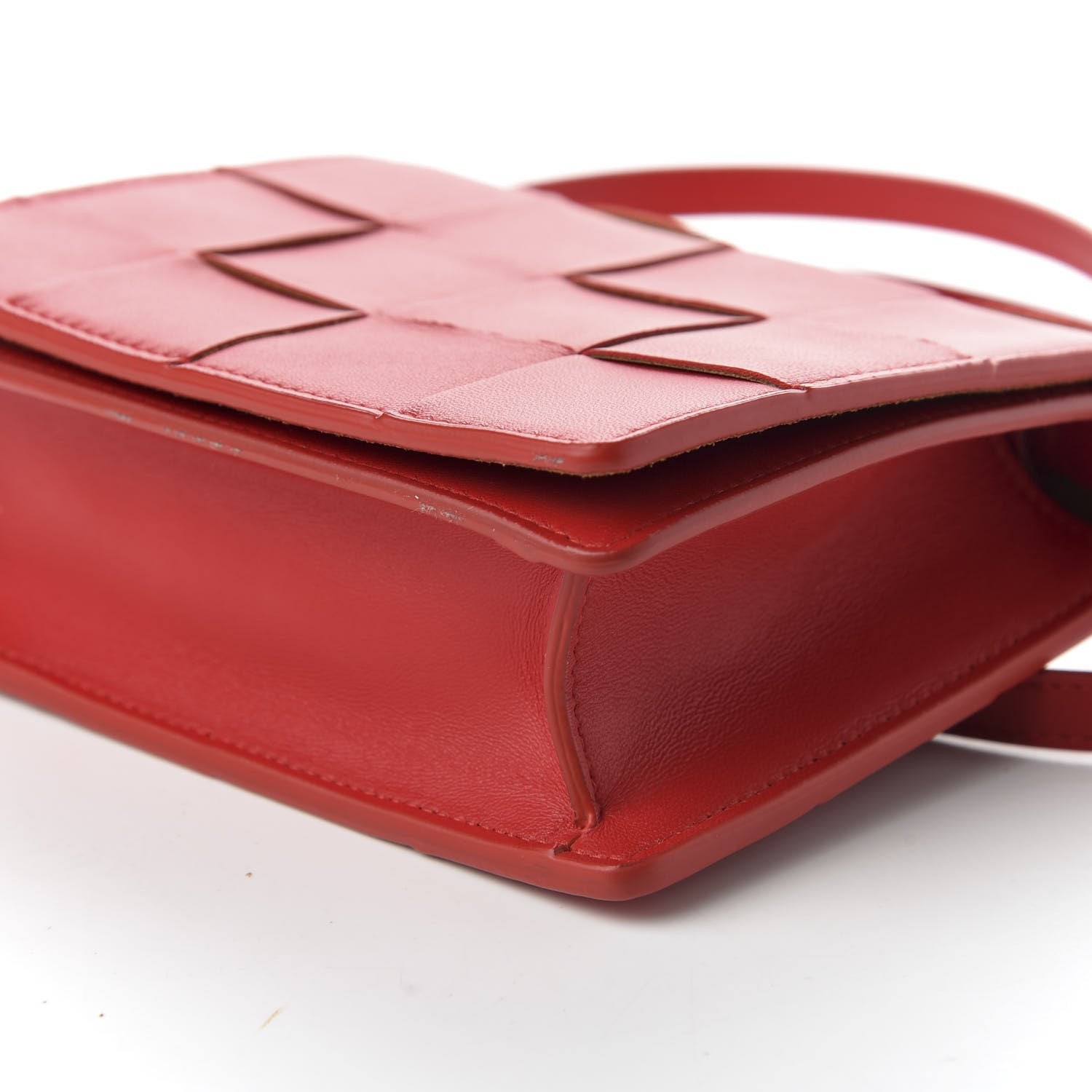 Bottega Veneta Lambskin Maxi Intrecciato Mini Cassette Crossbody Bag Bright Red 7 of 9