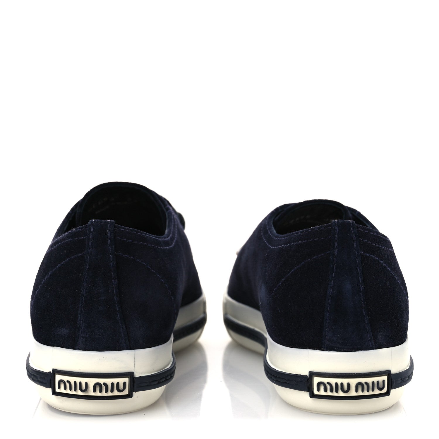 Miu Miu Camoscio Crystal Embellished Womens Low Top Sneakers 38 Navy 6 of 11