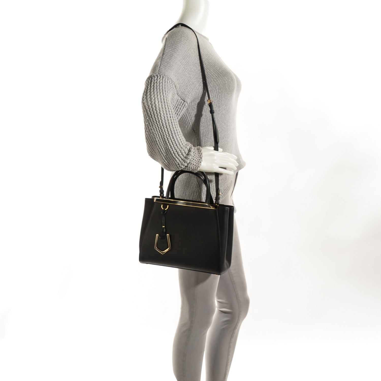 Fendi Vitello Elite Petite 2Jours Tote Black 2 of 9