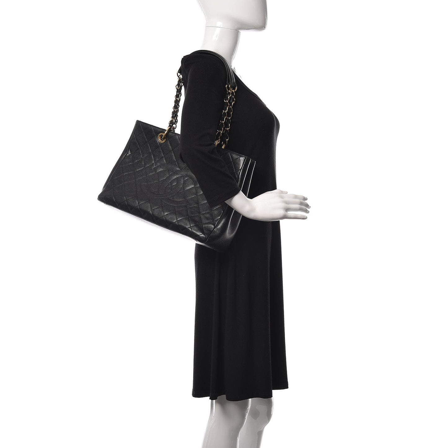Caviar Quilted Grand Shopping Tote GST Black