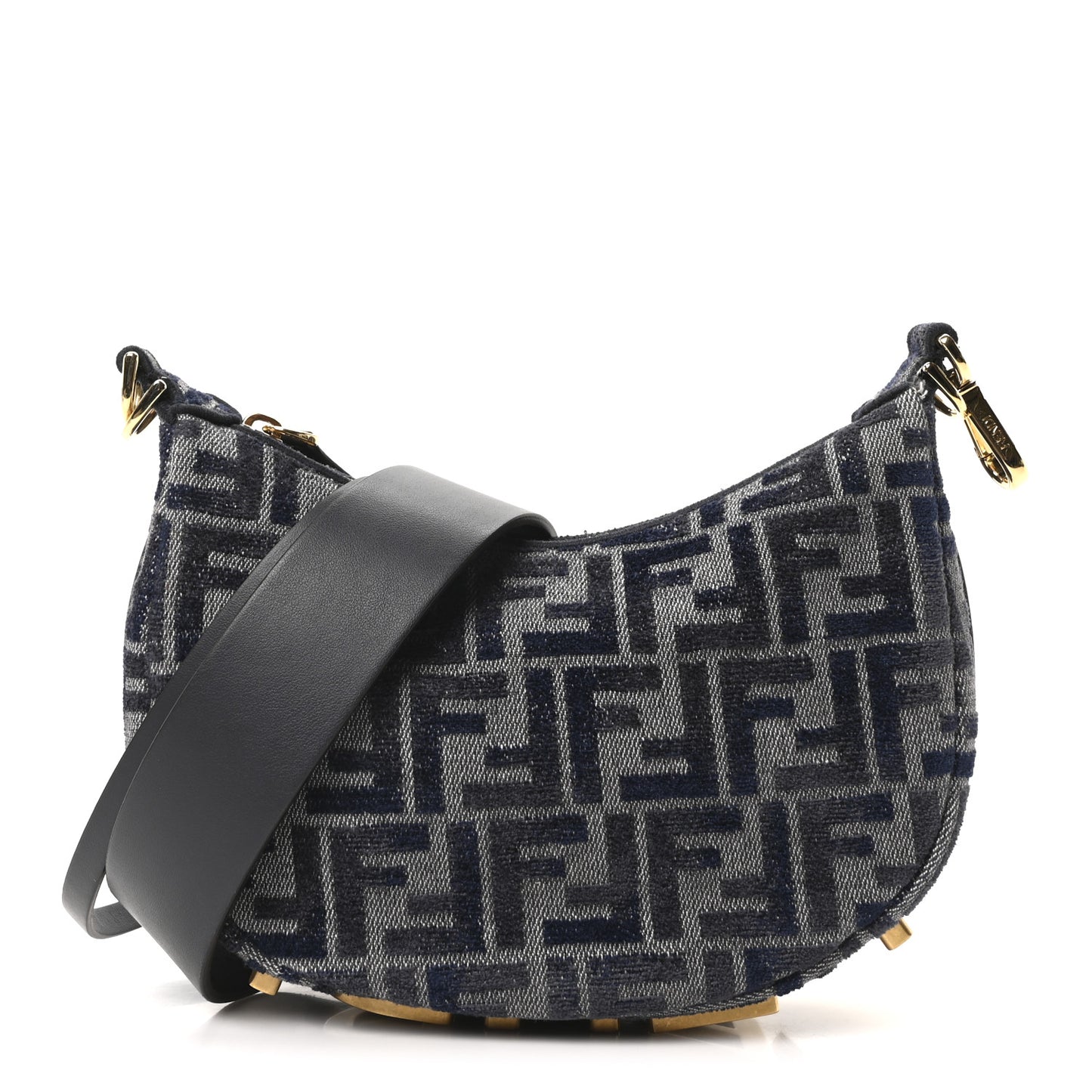 Chenille Vitello Grace FF 1974 Mini Fendigraphy Hobo Bag Blue