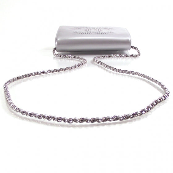 Patent Rhinestone Strass Wallet On Chain Gray