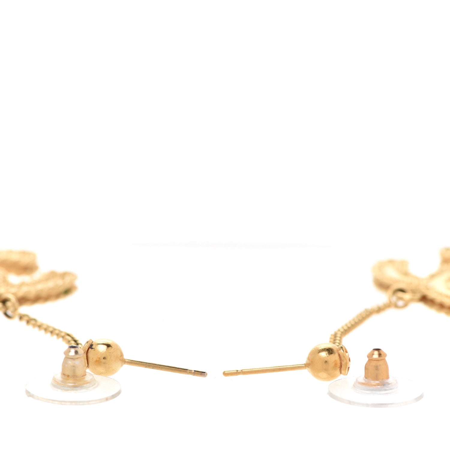 Chanel CC Drop Earrings Matte Gold 3 of 5
