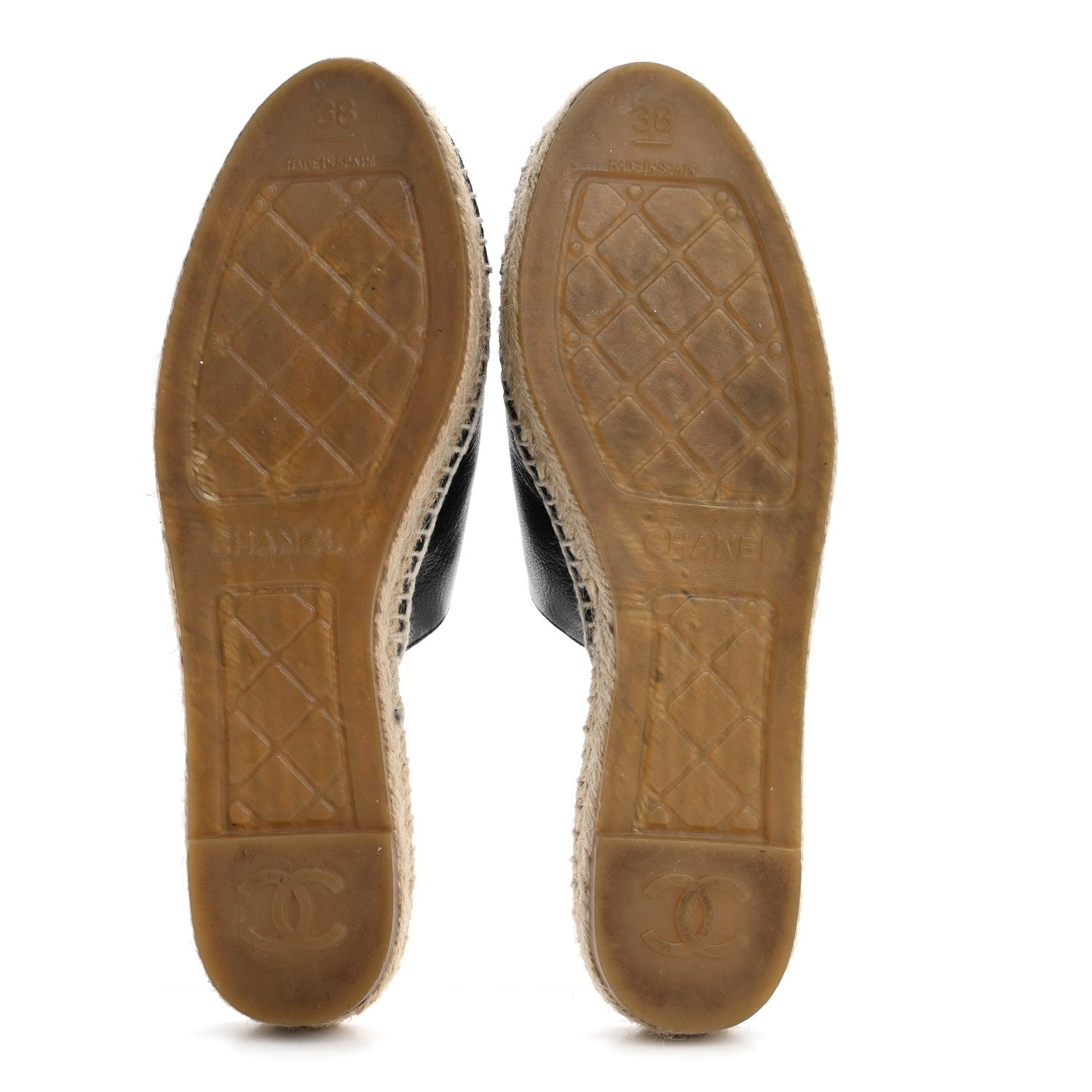 Chanel Iridescent Goatskin Patent CC Espadrille Mules 38 Black 6 of 11