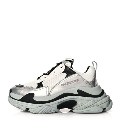 Balenciaga Metallic Fabric Mesh Womens Triple S Sneakers 37 Grey Dark Grey Black 1 of 7