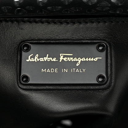 Salvatore Ferragamo Soft Calfskin Laser Cut Sofia Satchel Black 6 of 11