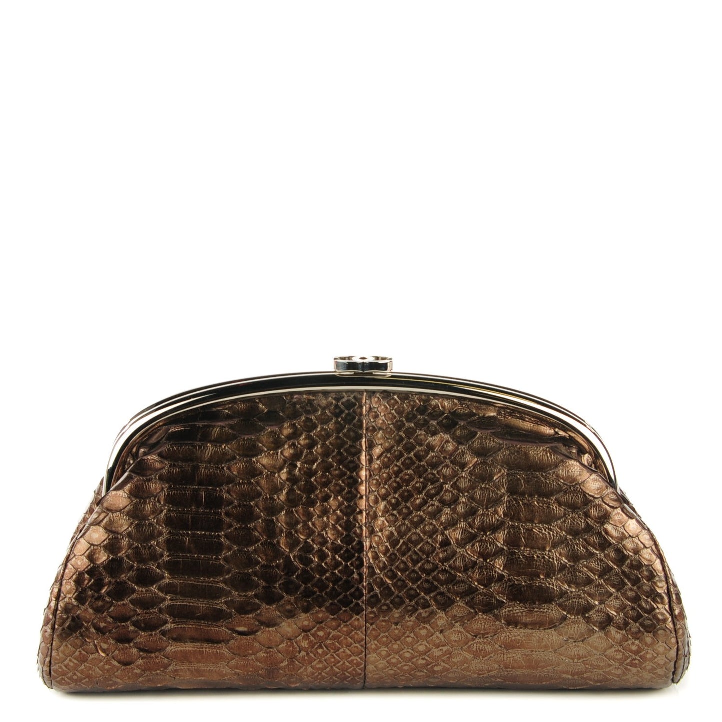 Metallic Python Timeless Clutch Bronze