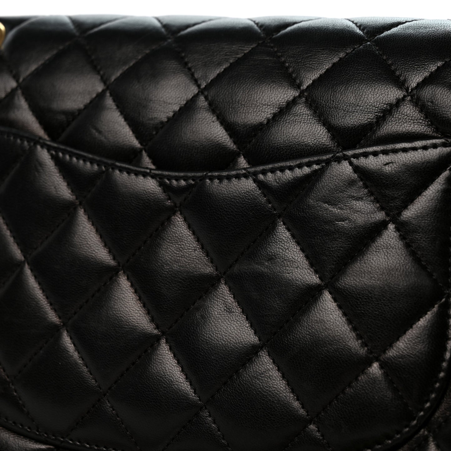 Lambskin Quilted Medium Double Flap Black