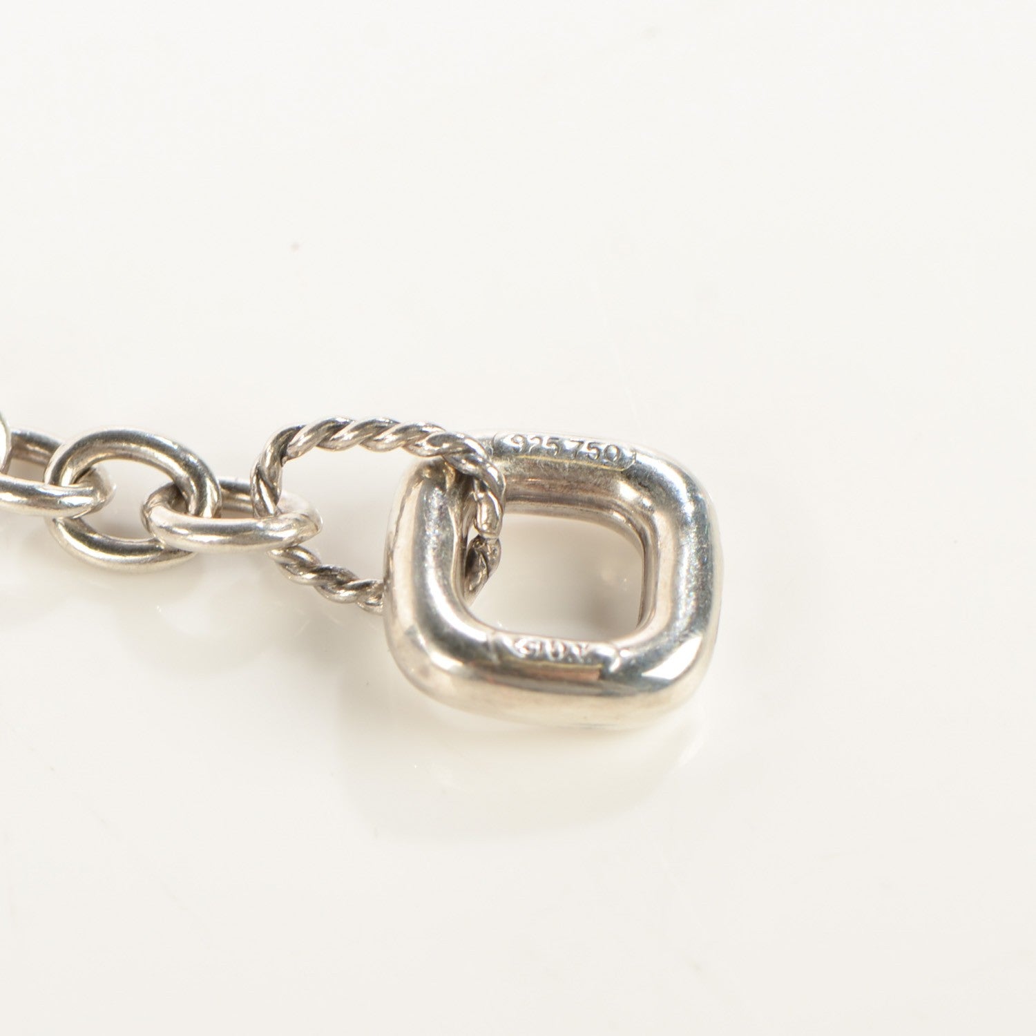 David Yurman Sterling Silver 18K Yellow Gold Smoky Quartz Figaro Necklace 3 of 6