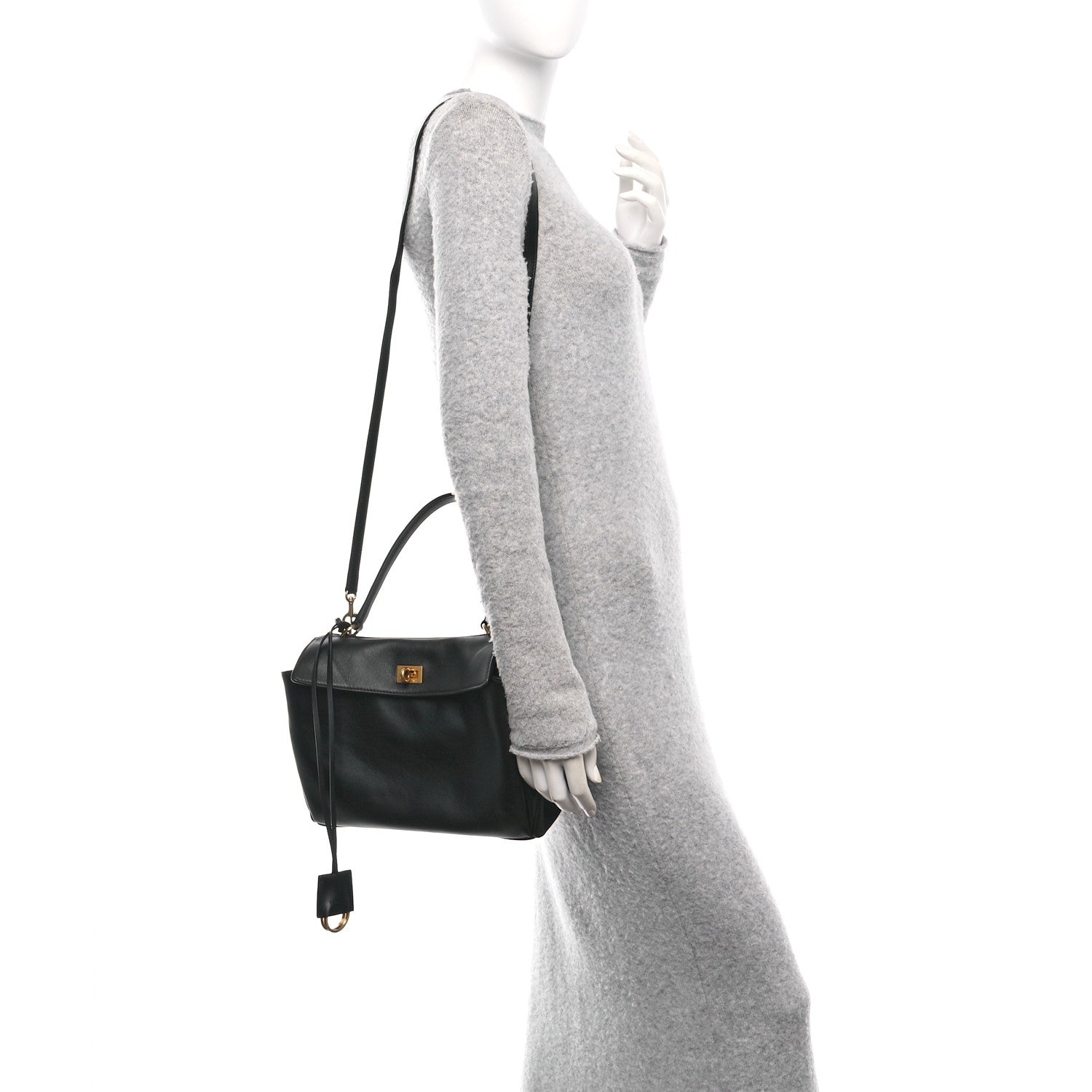 Balenciaga Natural Smooth Calfskin Mini Rodeo Top Handle Handbag Black 2 of 10