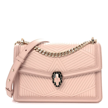 Bulgari Nappa Quilted Calfskin Serpenti Forever Diamond Blast Shoulder Bag Crystal Rose 1 of 12