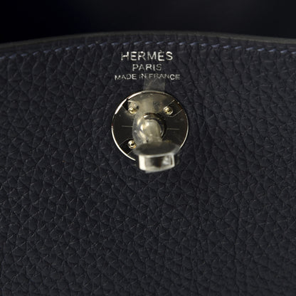 Hermes Taurillon Clemence Mini Lindy 20 Bleu Nuit 7 of 9