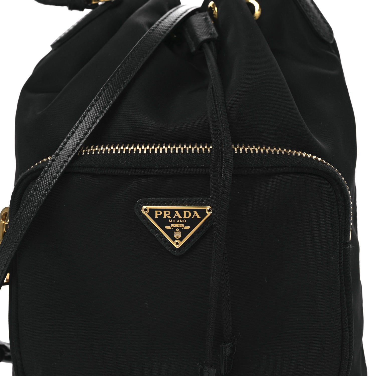 Prada Saffiano Tessuto Nylon Mini Bucket Crossbody Bag Black 9 of 14