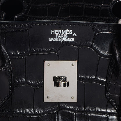 Hermes Matte Porosus Crocodile Birkin 35 Black 23 of 30