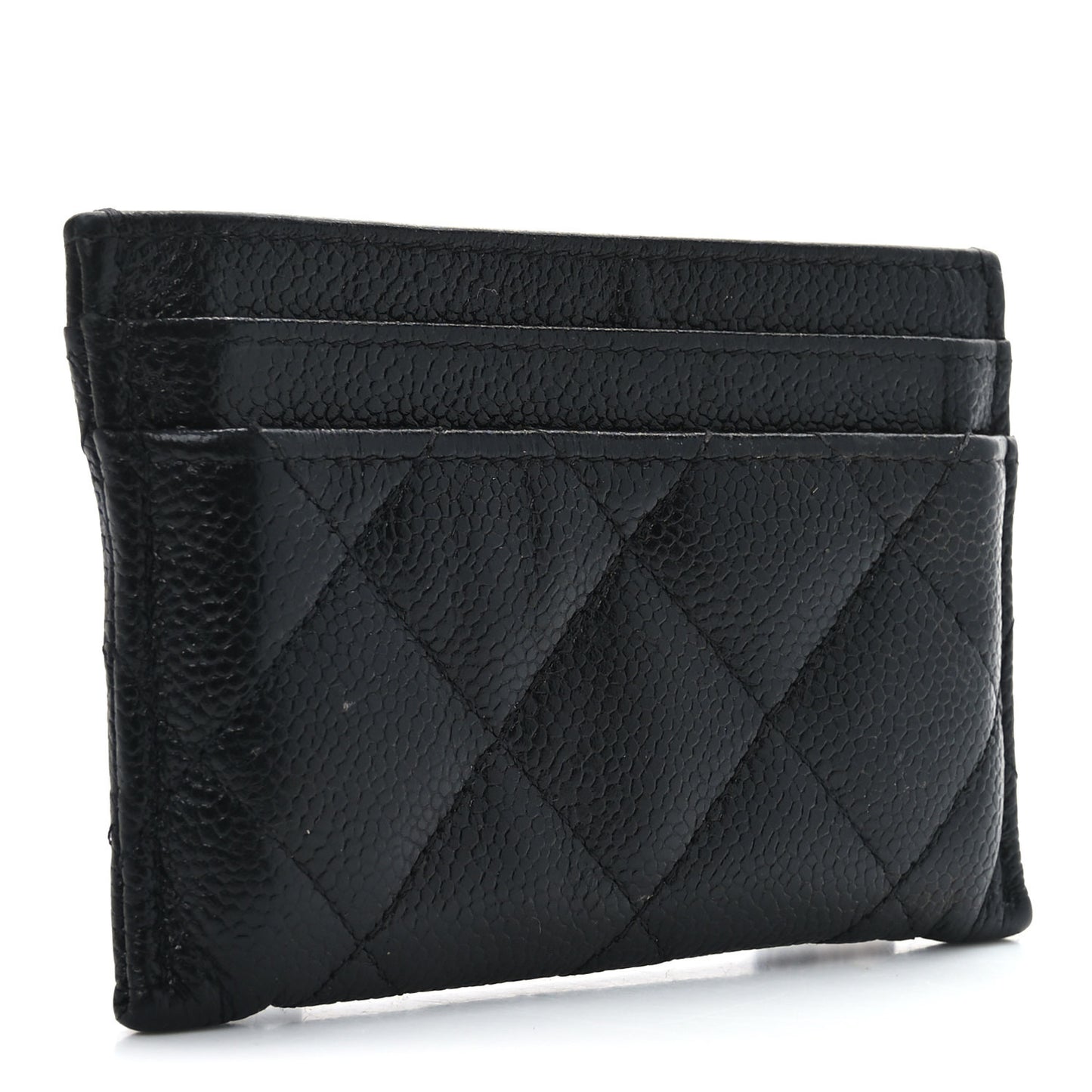 Caviar Quilted Multi Chain CC Card Holder Black