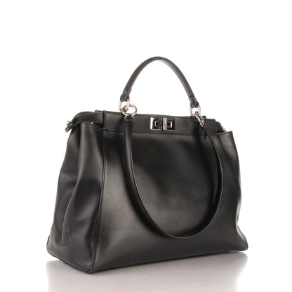 Fendi Vitello Morgan Python Crocodile Monster Eyes Large Peekaboo Iconic Satchel Black Girasole 3 of 7