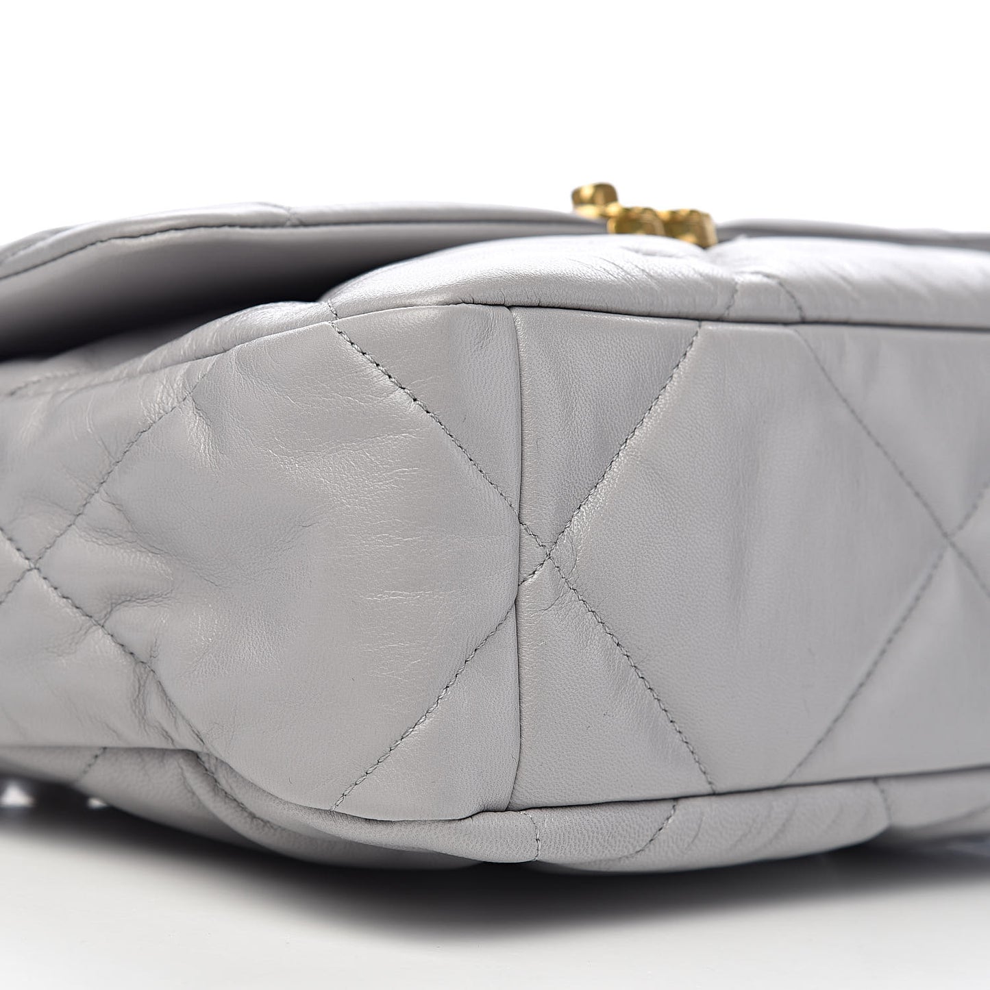 Goatskin Quilted Large 19 Flap Grey