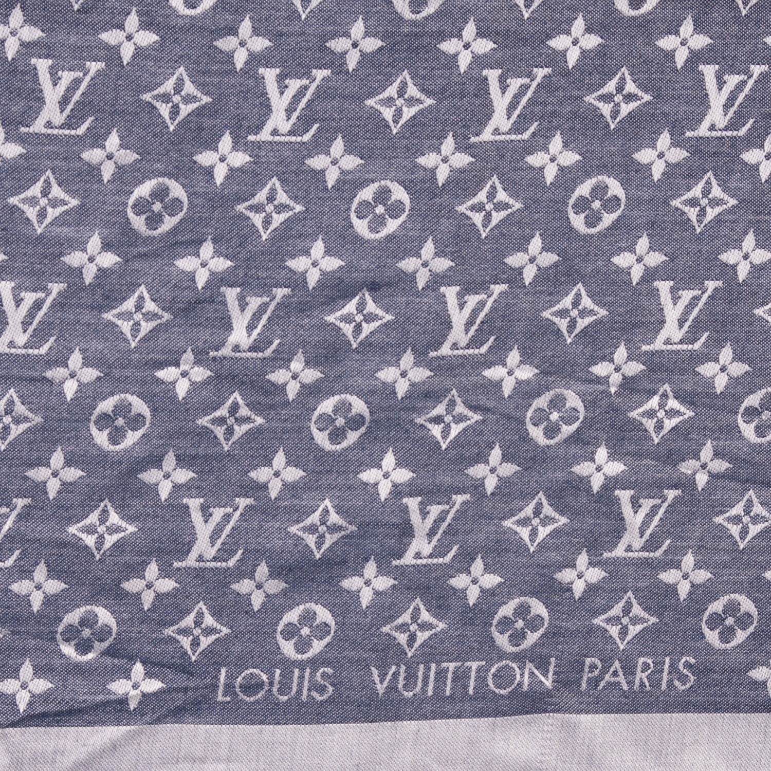 Louis Vuitton Wool Silk Monogram Denim Shawl Blue 4 of 5