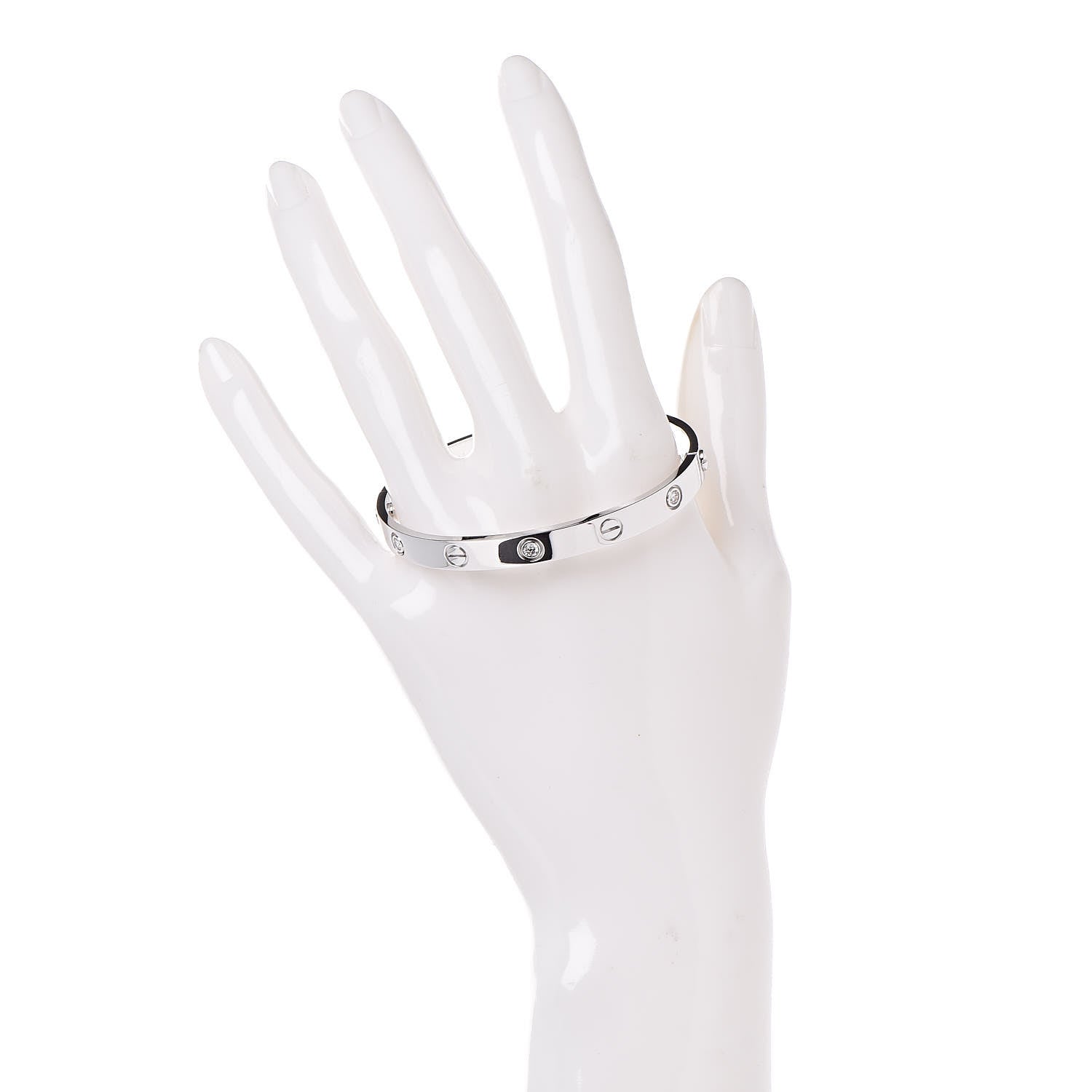 Cartier 18K White Gold 6 Diamond LOVE Bracelet 17 2 of 6