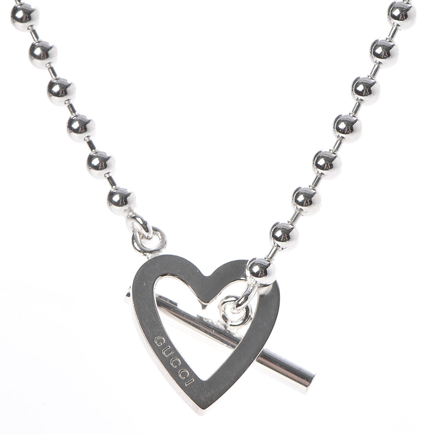 Gucci Sterling Silver Heart Toggle Necklace 4 of 6