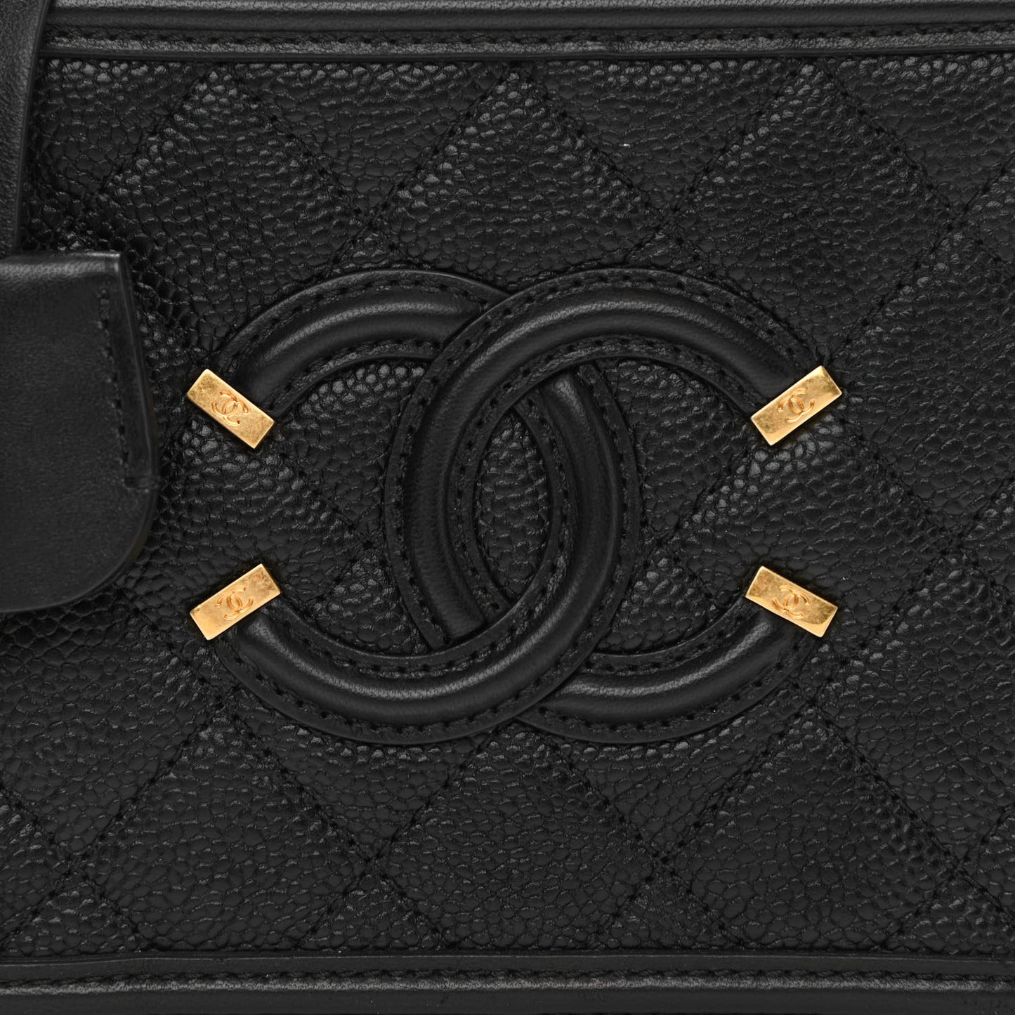 Caviar Quilted Small CC Filigree Vanity Case Black