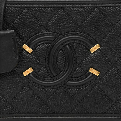 Chanel Caviar Quilted Small CC Filigree Vanity Case Black 8 of 10