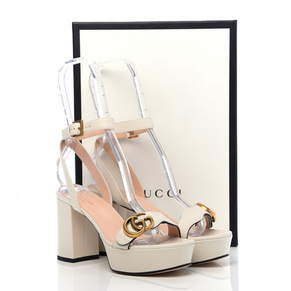 Gucci Calfskin GG Marmont Ankle Wrap 30/85mm Platform Sandals 36 Mystic White 8 of 8