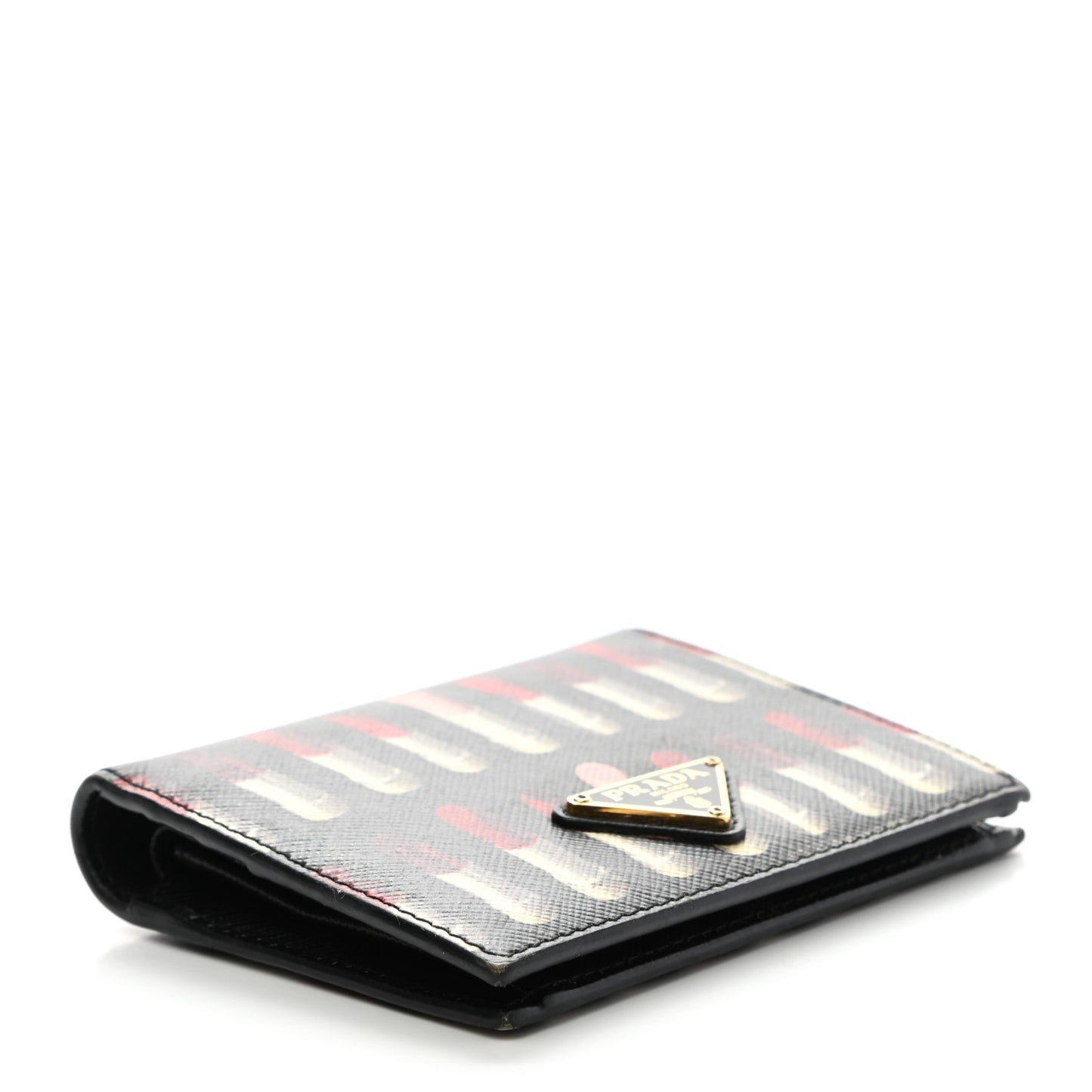 Saffiano Lipstick Print Bi-Fold Wallet Black